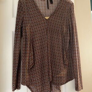 Skye's the Limit Semi-sheer Blouse and Camisole, Asymmetrical Hem, Medium